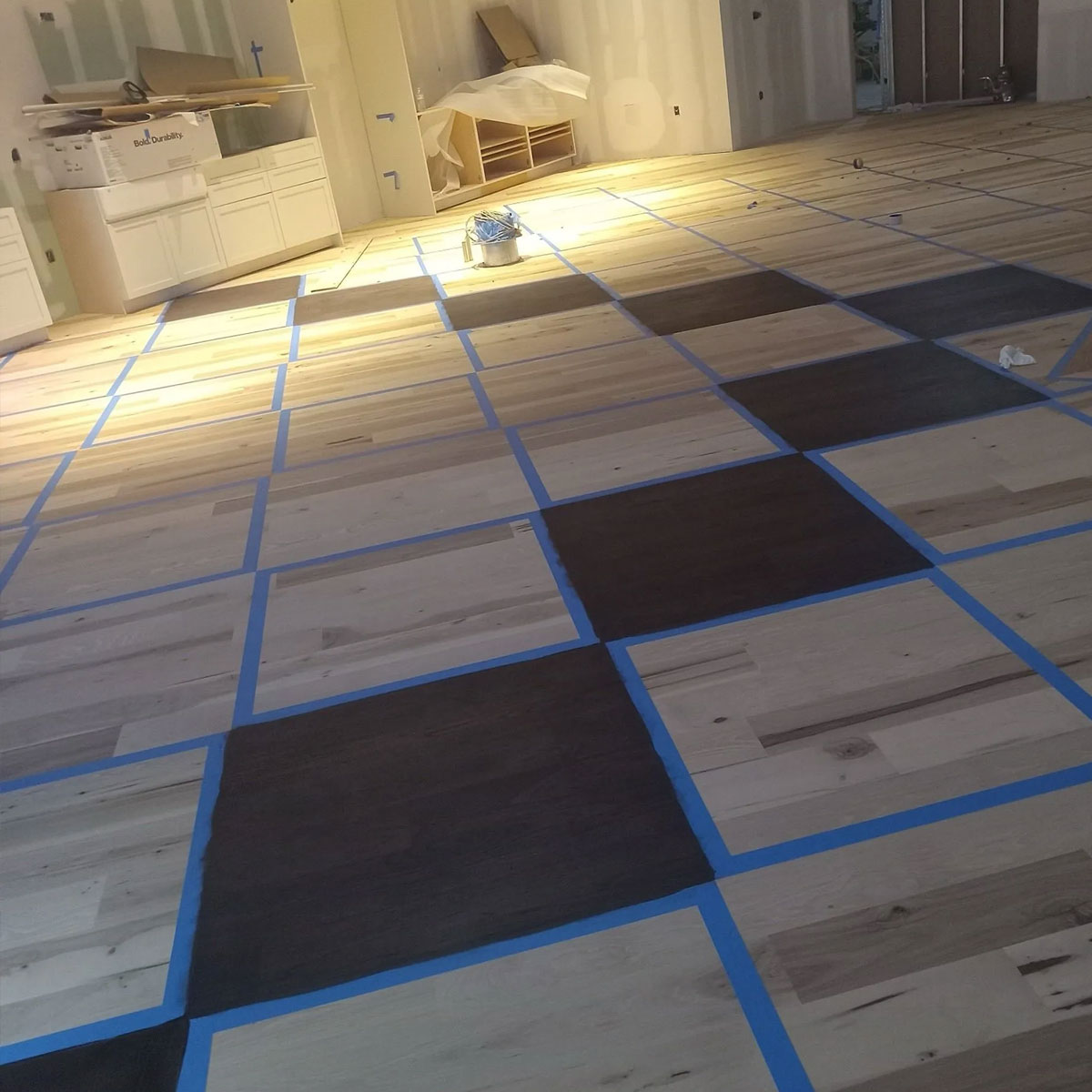 checkerboard pattern wood floor