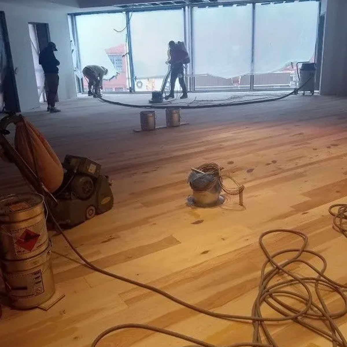 sanding wood floor