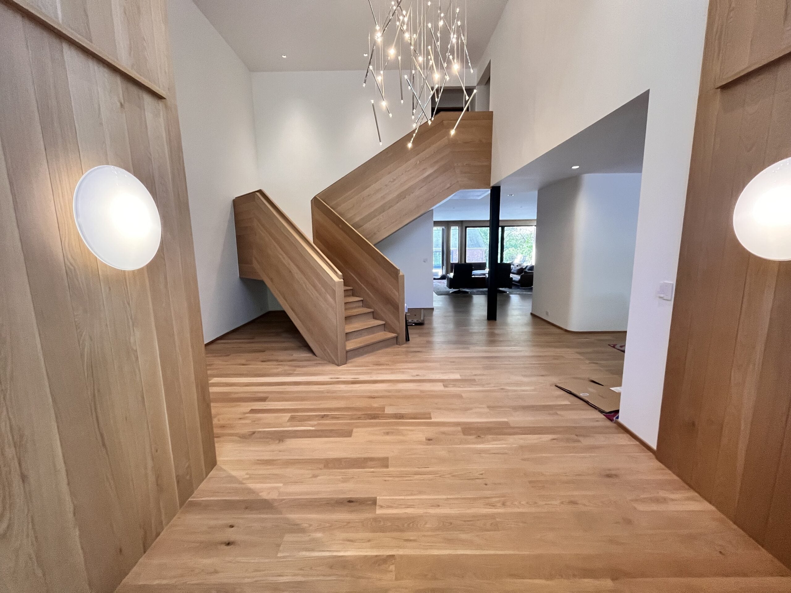Finished hardwood flooring installation